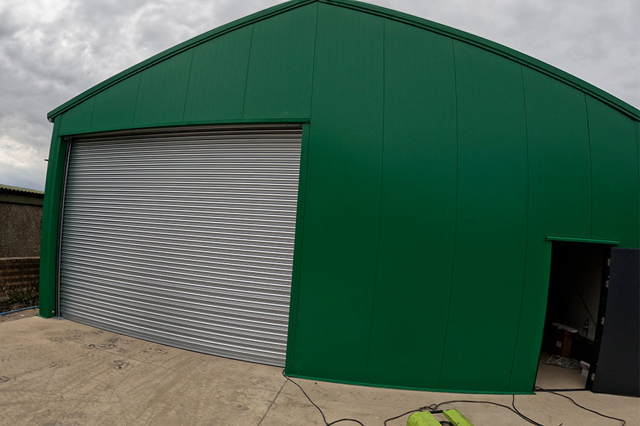 Electric Roller Shutter Doors on temporary warehouse building